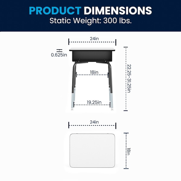 Flash Furniture 31.25 H, 24 W X Laminate, Steel, Gray - 5-FD-DESK-GY-GG