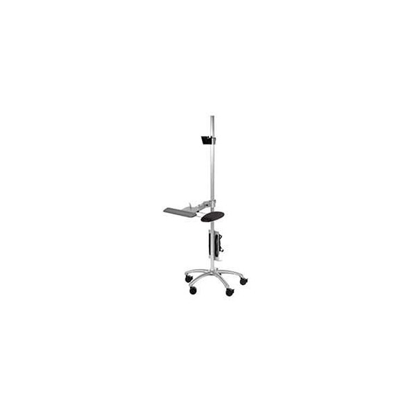 Global Industrial Mobile Computer Workstation 26 D X 73 in H, 26 in W X Aluminum, Silver - 607300