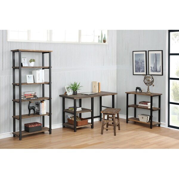 Alaterre Furniture 24" D X 30 H, 48 W X Solid Birch Wood and Metal, Rustic Natural/Black - AMBA0620