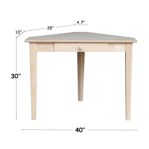 International Concepts Corner Computer Desk 28 in D X 30 in H, 40 in W X Wood, Unfinished - OF-48