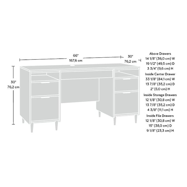 Sauder 30 in D X 30 in H, 65.98 in W X Solid wood, Engineered wood - 430761