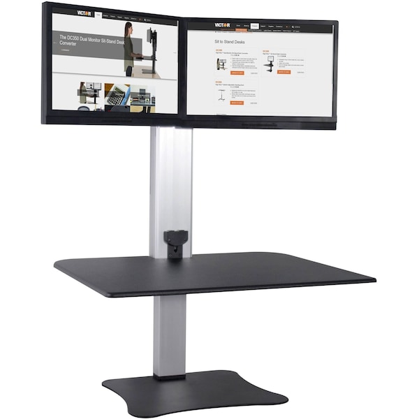 Victor Technology Electric Dual Monitor Standing Desk Electric Sit-Stand Desk, 23 in D X 28 in W X Black, Aluminum - DC450