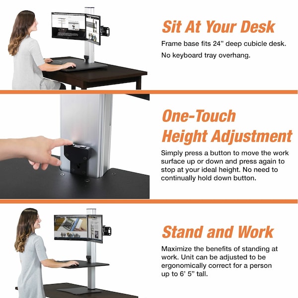 Victor Technology Electric Dual Monitor Standing Desk Electric Sit-Stand Desk, 23 in D X 28 in W X Black, Aluminum - DC450