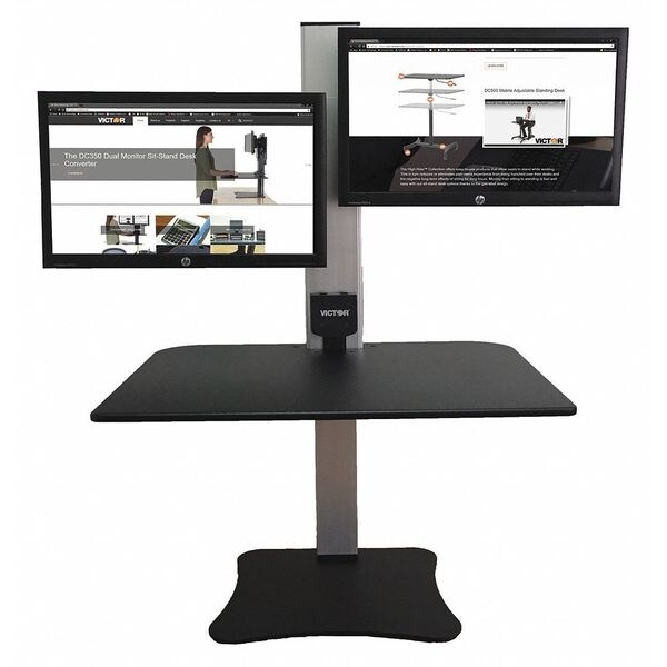 Victor Technology Electric Dual Monitor Standing Desk Electric Sit-Stand Desk, 23 in D X 28 in W X Black, Aluminum - DC450