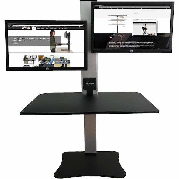 Victor Technology Electric Dual Monitor Standing Desk Electric Sit-Stand Desk, 23 in D X 28 in W X Black, Aluminum - DC450