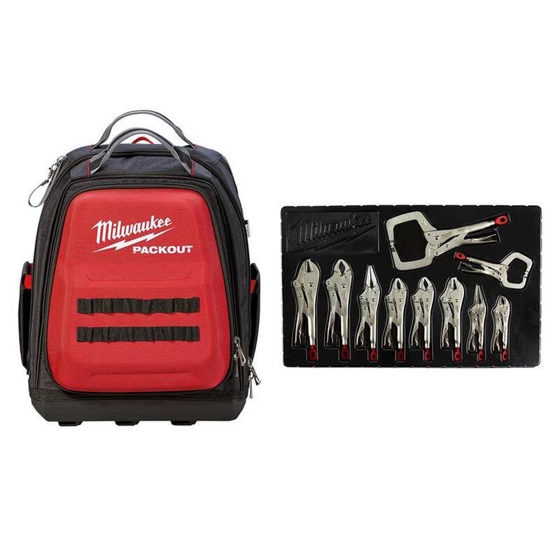 Juego de alicates de bloqueo de par Milwaukee Torque Lock (10 piezas) con mochila PACKOUT - 48-22-3690-48-22-8301.