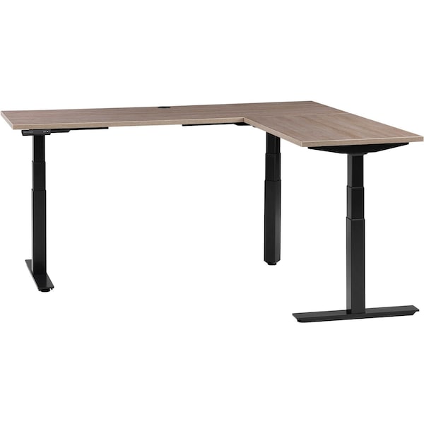 Interion By Global Industrial Sit Stand L-Desk, 24 in D X 23 to 48 in H, 72 in W X - 695778LGY
