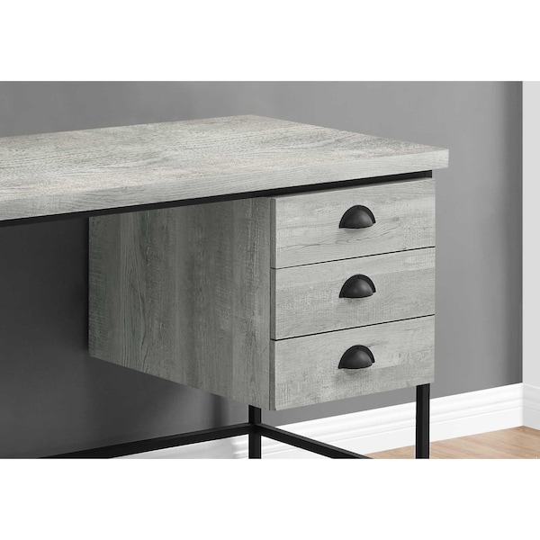Homeroots 30 in. Grey Particle Board & Black Metal Computer Desk with a Hollow Core - 333551