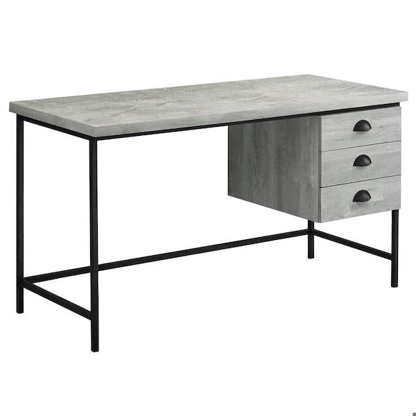 Homeroots 30 in. Grey Particle Board & Black Metal Computer Desk with a Hollow Core - 333551