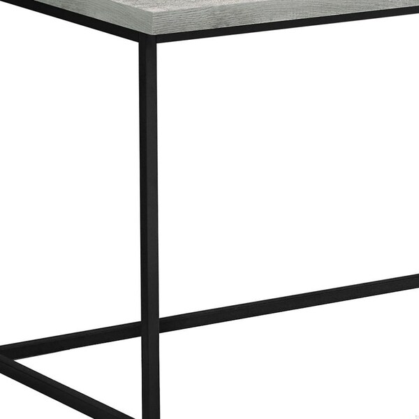 Homeroots 30 in. Grey Particle Board & Black Metal Computer Desk with a Hollow Core - 333551