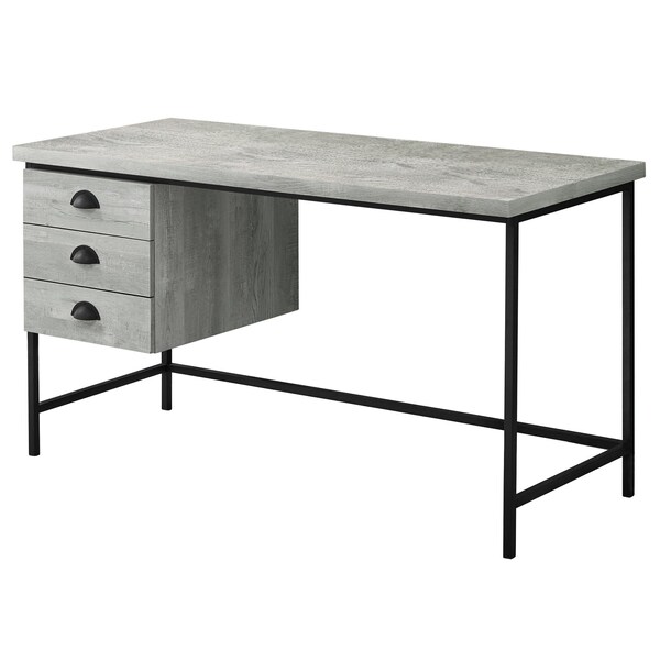 Homeroots 30 in. Grey Particle Board & Black Metal Computer Desk with a Hollow Core - 333551