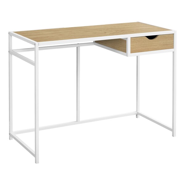 Monarch Specialties Computer Desk, Home Office, Laptop, Storage Drawer, 42"L, Work, Metal, Laminate, Natural, White - I 7575