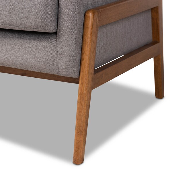 Baxton Studio Perris Grey Upholstered Walnut Finished Wood 3-PC Living Room Set - 160-10252-8741