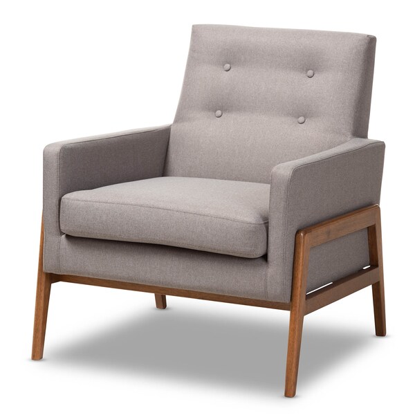 Baxton Studio Perris Grey Upholstered Walnut Finished Wood 3-PC Living Room Set - 160-10252-8741