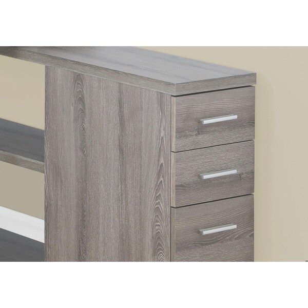 Homeroots 29.5 in. Dark Taupe Particle Board & Silver Metal Computer Desk with a Hollow Core - 333379