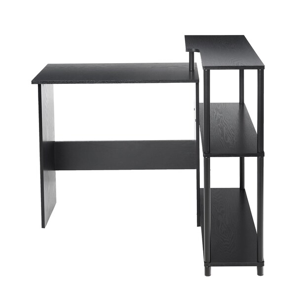 Acme Wooden Top Writing Desk with Built-in Right Side Bookcase in Black - ER-0126BK
