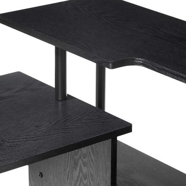 Acme Wooden Top Writing Desk with Built-in Right Side Bookcase in Black - ER-0126BK