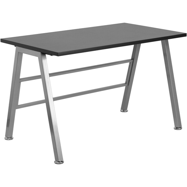 Flash Furniture High Profile Desk High Profile Desk, Silver Frame, Rectangle, 27-1/2" D X 29-5/8" H, 47-1/4" W X - NAN-JN-2804W-GG