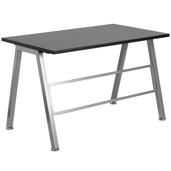 Flash Furniture High Profile Desk High Profile Desk, Silver Frame, Rectangle, 27-1/2" D X 29-5/8" H, 47-1/4" W X - NAN-JN-2804W-GG