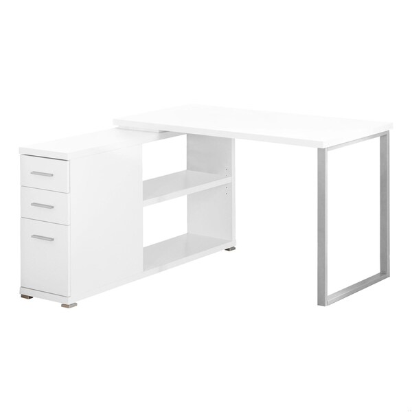 Homeroots 29.5 in. Particle Board & Silver Metal Computer Desk with a Hollow Core - 333378