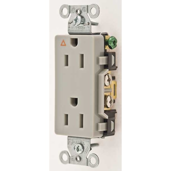 Receptáculo Hubbell, 15 amperios, 125V AC, montaje al ras, toma de corriente dúplex decorativa, 5-15R, gris - IG15DRGRY