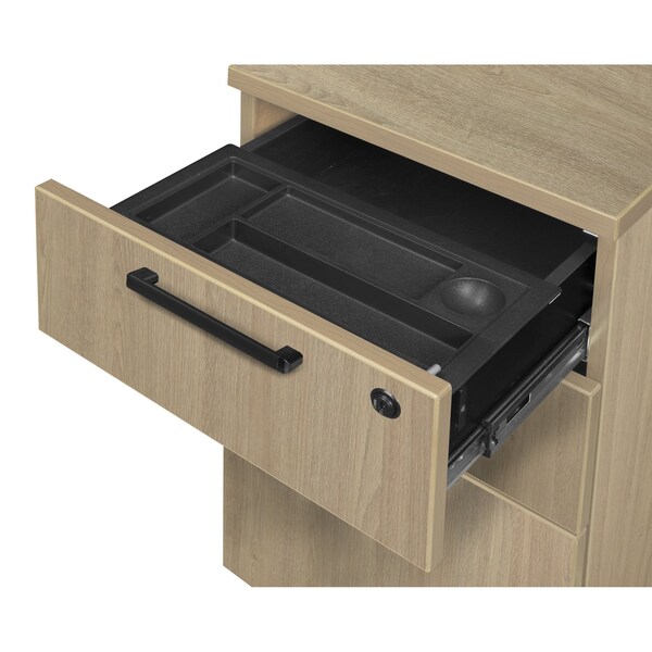 Regency Legacy 66 x 77 in. L Desk with Single Full Pedestal Drawer Unit- Noble Oak - LLDSPF663047NO