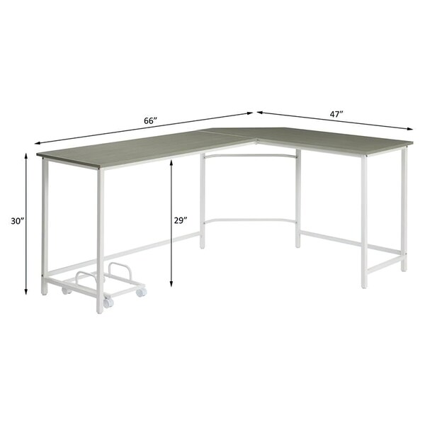 Acme Wooden Top Computer Desk with Computer Holder in Gray and White - ER-0216GY