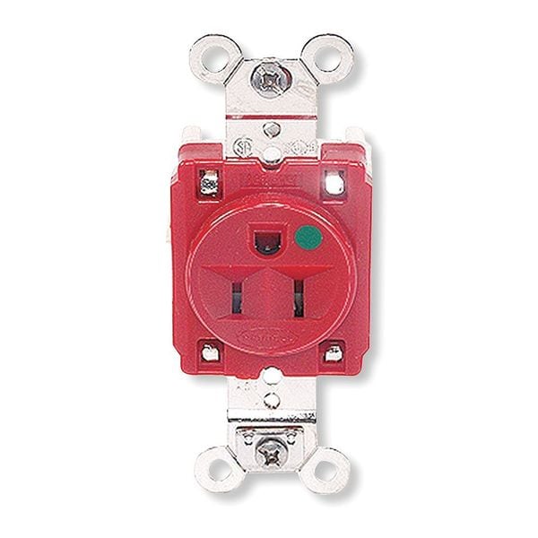 Conector Hubbell, 15 amperios, 125V CA, montaje empotrado, toma individual, tipo 5-15R, rojo - HBL8210R
