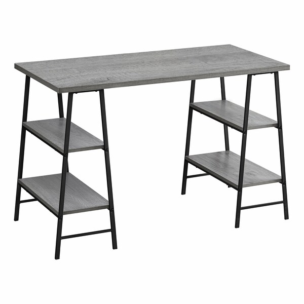 Monarch Specialties Computer Desk, Home Office, Laptop, Storage Shelves, 48"L, Work, Metal, Laminate, Grey, Black - I 7524