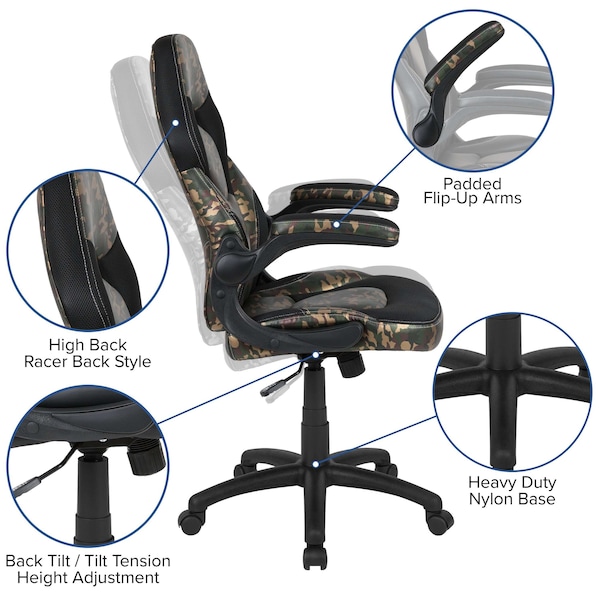 Flash Furniture Red Gaming Desk and Chair Set with Cup Holder - BLN-X10RSG1030-CAM-GG