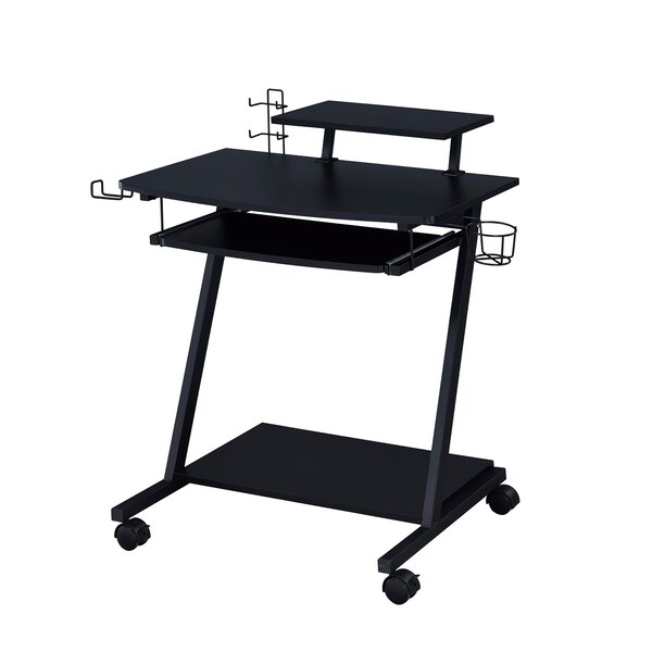 Acme Wooden Top Gaming Table with Metal Frame and Casters in Black - ER-0123BK