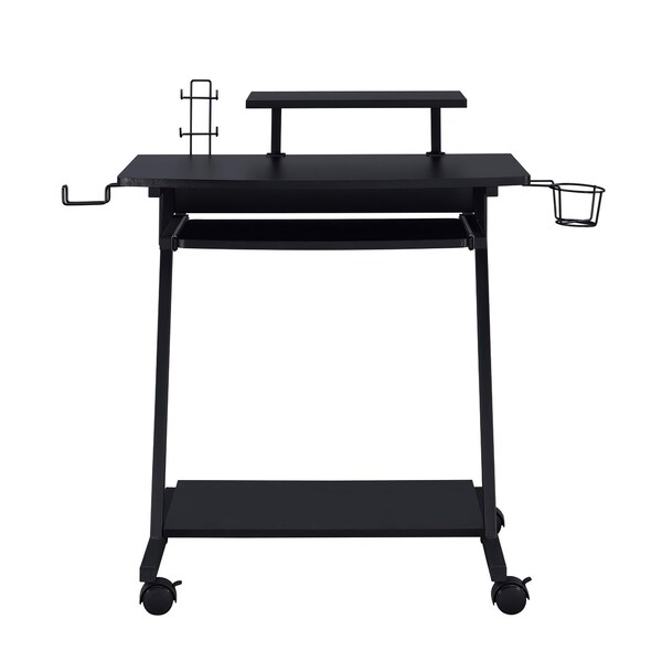 Acme Wooden Top Gaming Table with Metal Frame and Casters in Black - ER-0123BK