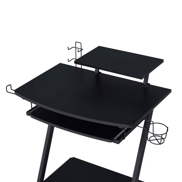 Acme Wooden Top Gaming Table with Metal Frame and Casters in Black - ER-0123BK
