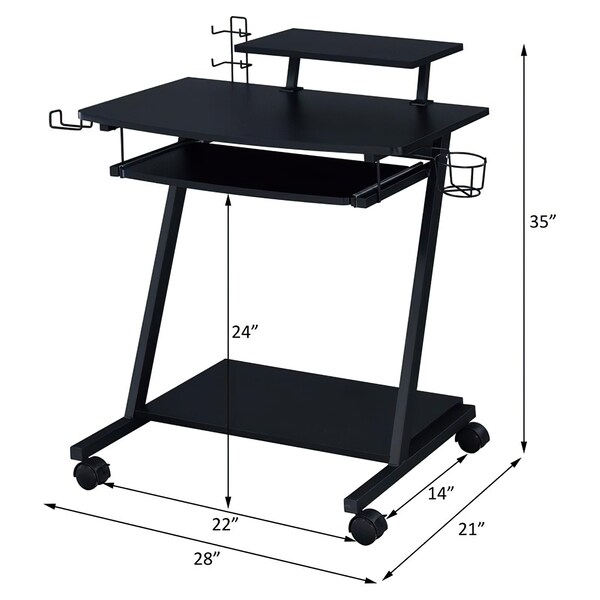 Acme Wooden Top Gaming Table with Metal Frame and Casters in Black - ER-0123BK