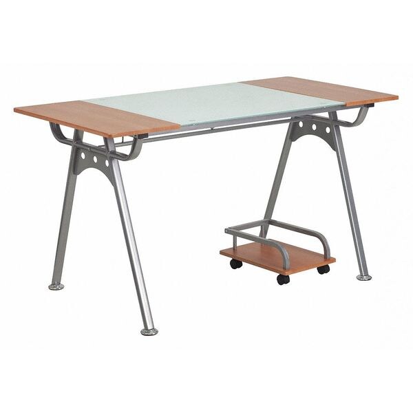 Flash Furniture Computer Desk Glass Top and Laminate Desk, 27-1/2" D X 29-3/4" H, 55" W X Metal, Table Top: Glass - NAN-WK-025-GG