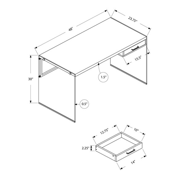 Homeroots 30 in. Glossy White Particle Board & Clear Tempered Glass Computer Desk - 333411