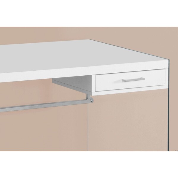 Homeroots 30 in. Glossy White Particle Board & Clear Tempered Glass Computer Desk - 333411