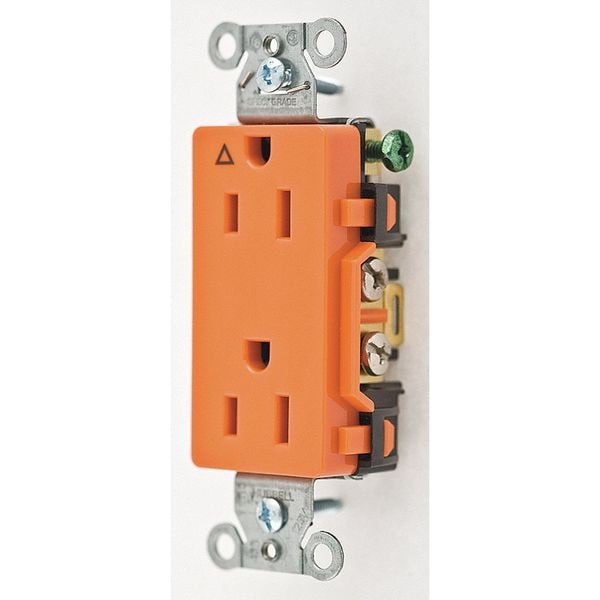Enchufe Hubbell, 15 amperios, 125V CA, Montaje al Ras, Salida Dúplex Decorativa, 5-15R, Naranja - IG15DR