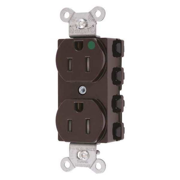 Contacto Hubbell, 15 amperios, 125V CA, Montaje al ras, Salida dúplex estándar, 5-15R, Café - SNAP8200TRA