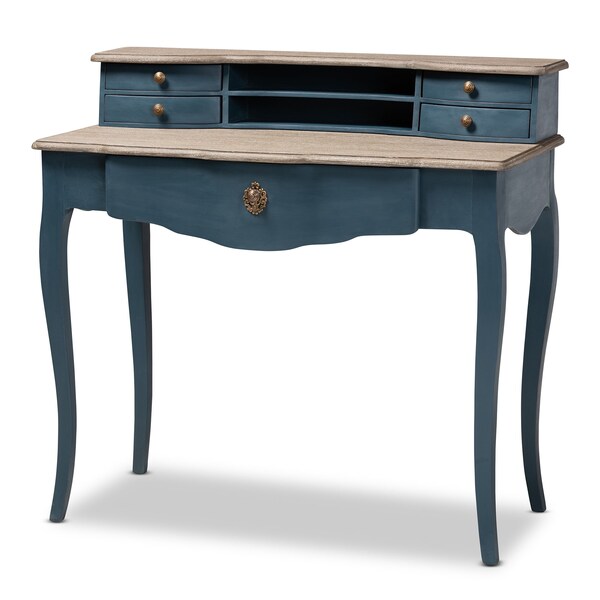 Baxton Studio Celestine Blue Spruce Finished Wood Accent Writing Desk - 155-9386