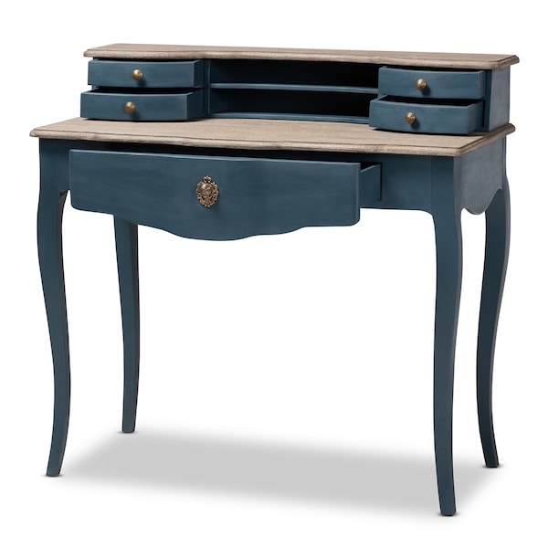 Baxton Studio Celestine Blue Spruce Finished Wood Accent Writing Desk - 155-9386