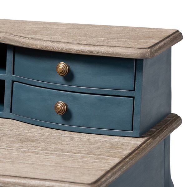 Baxton Studio Celestine Blue Spruce Finished Wood Accent Writing Desk - 155-9386