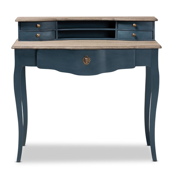 Baxton Studio Celestine Blue Spruce Finished Wood Accent Writing Desk - 155-9386
