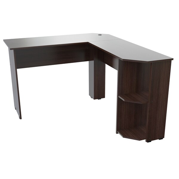 Inval Writing Desk 47.2 in. W L-Shaped Espresso with Storage - ET-4115