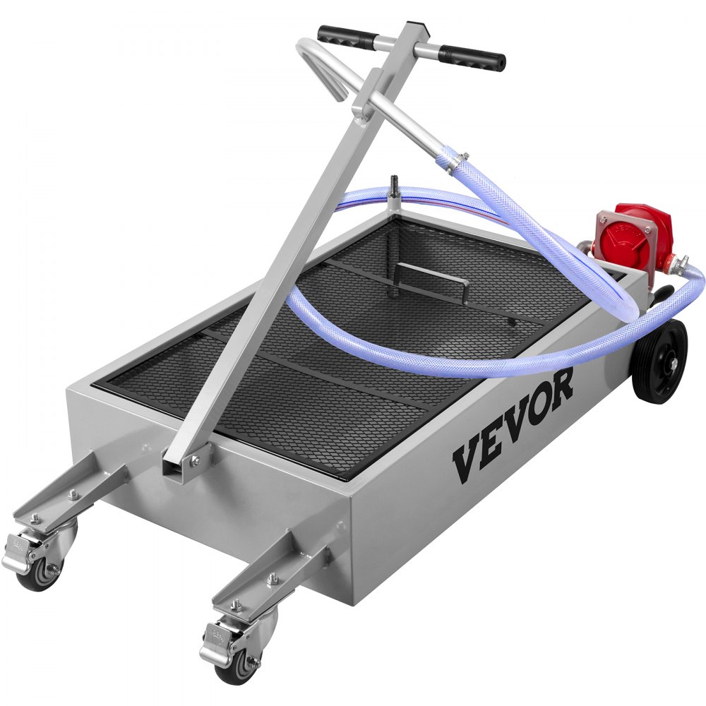 VEVOR Oil Drain Pan 15 Gallon Oil Drain Tank, 57L Low Profile Oil Drain Pan, Large Capacity Oil Change Pan, Foldable Hand, with Pump, Hose, Swivel Casters Wheels for Car, SUV, Trucks Oil Draining - QCPYP15JLSYYLBYC1V0