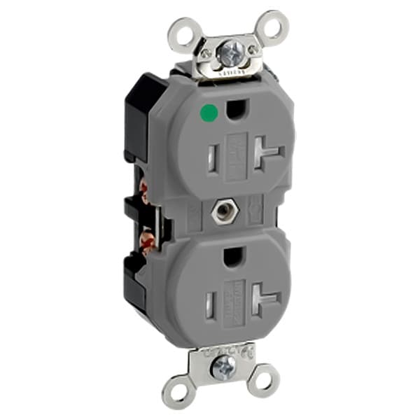 Leviton Hospital Grade Receptacle, Gray, Nylon,  - 8300-SGG