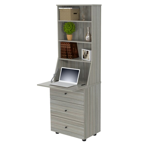 Inval Computer Credenza WorkCentre 71.1 in. H 3-Drawer in Smoke Oak - CE-7501