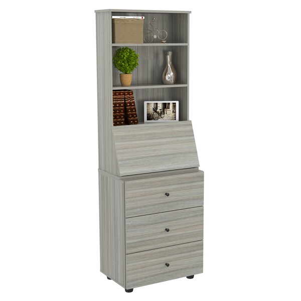 Inval Computer Credenza WorkCentre 71.1 in. H 3-Drawer in Smoke Oak - CE-7501