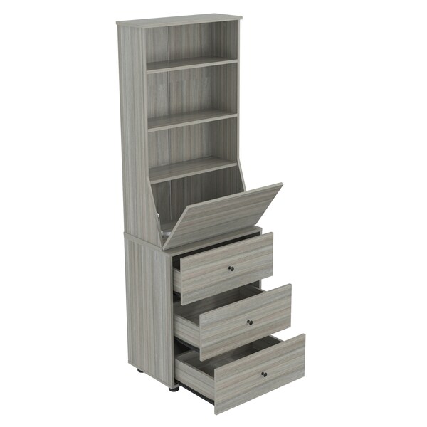 Inval Computer Credenza WorkCentre 71.1 in. H 3-Drawer in Smoke Oak - CE-7501