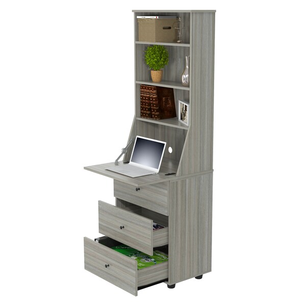 Inval Computer Credenza WorkCentre 71.1 in. H 3-Drawer in Smoke Oak - CE-7501